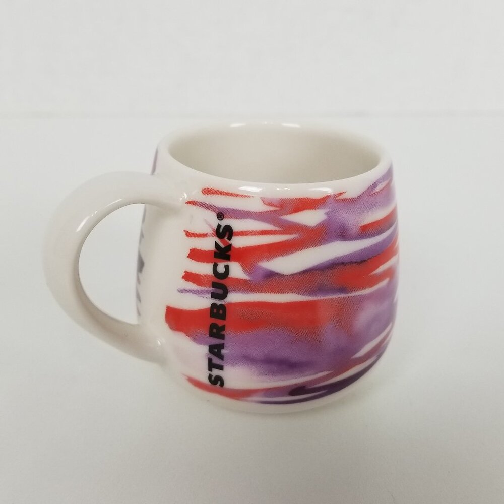 STARBUCKS 2016 Ltd Edition Watercolor Pink Purple Demi 3oz Espresso Mini Mug Cup